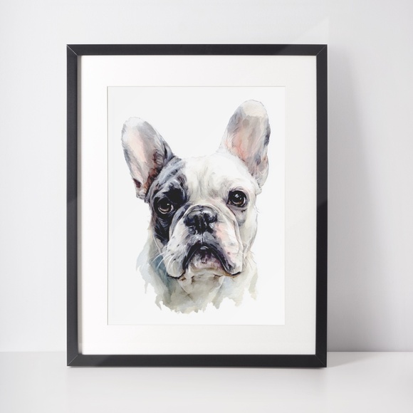Watercolor French Bulldog Pet Portrait Wall Art Print Poster Unframed - Cute Dog - Picture 3 of 6